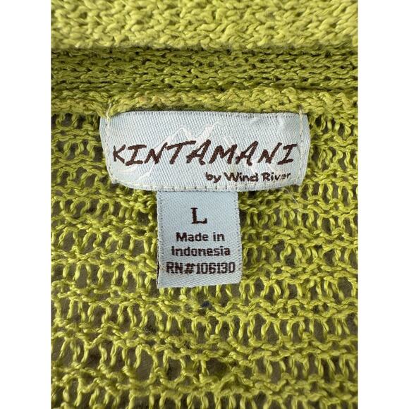 Kintamani Wind River Sz L Single Shell Button Cardigan Loose Knit Sheer Lightwei - Picture 7 of 9